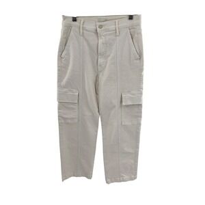 MOTHER Cream Cargo Pants Womens Size 28 High Rise Wide Leg Utility Casual